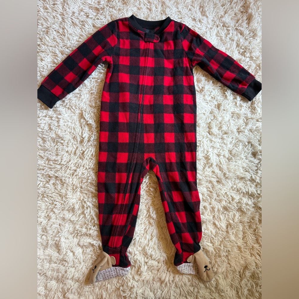 Carter's Red and Black Checkered Footie